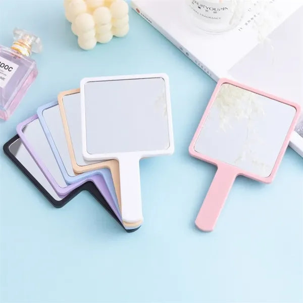 Handheld Cosmetic Mirror Portable Square Plastic H