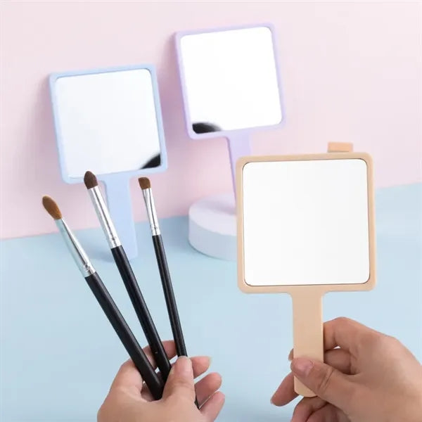 Handheld Cosmetic Mirror Portable Square Plastic H