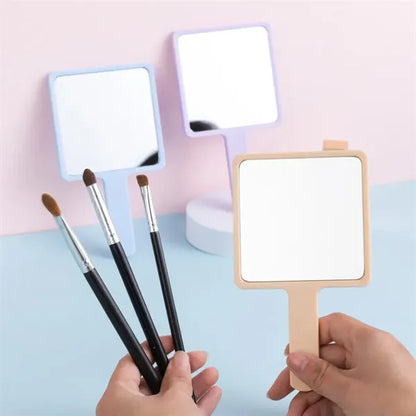 Handheld Cosmetic Mirror Portable Square Plastic H
