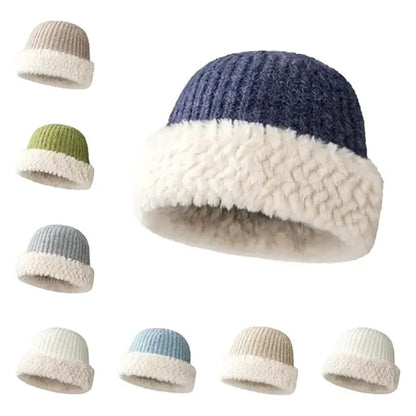 Winter Knitted Beanie with Faux Fur Trim