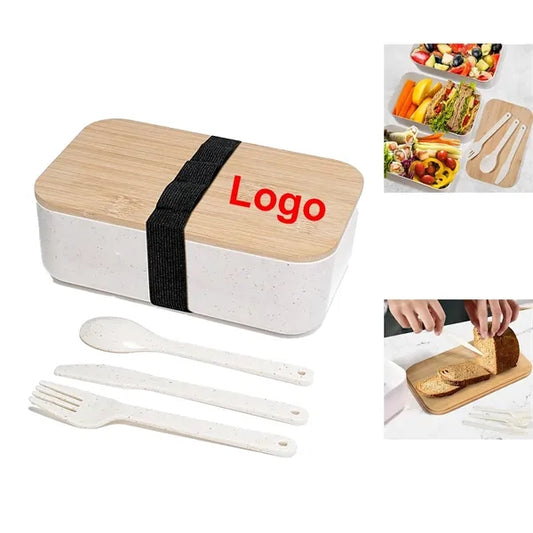 4 in 1 Wheat Straw Bento Lunch Box with Tableware Set