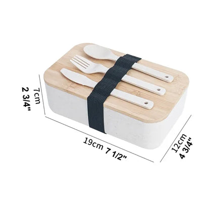 4 in 1 Wheat Straw Bento Lunch Box with Tableware Set