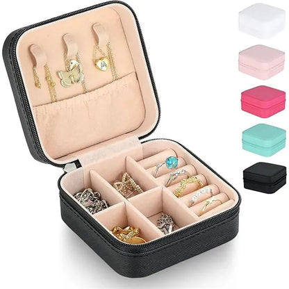 Portable Square Velour Mini Travel Jewelry Storage Box