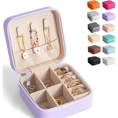 Portable Square Velour Mini Travel Jewelry Storage Box