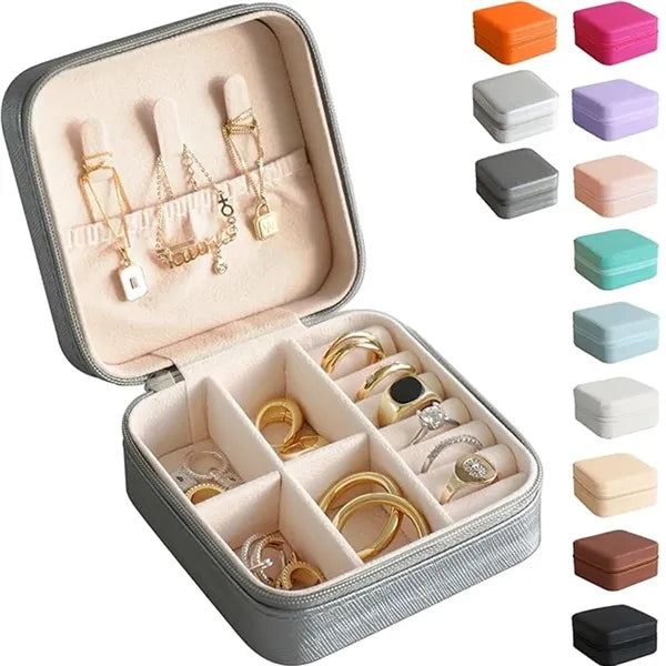 Portable Square Velour Mini Travel Jewelry Storage Box