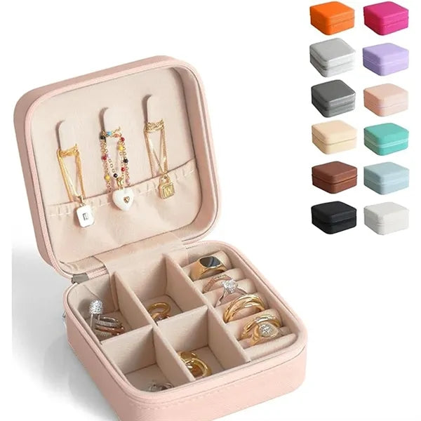 Portable Square Velour Mini Travel Jewelry Storage Box