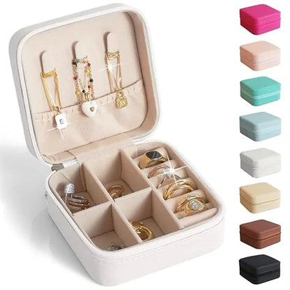 Portable Square Velour Mini Travel Jewelry Storage Box