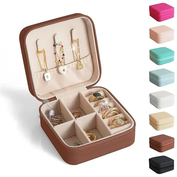 Portable Square Velour Mini Travel Jewelry Storage Box