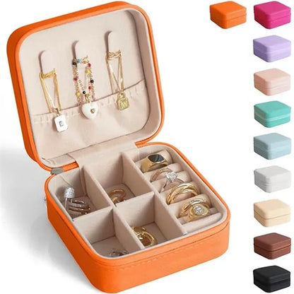 Portable Square Velour Mini Travel Jewelry Storage Box