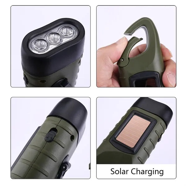 Hand Crank And Solar Flashlight