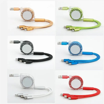 3 In 1 Retractable Usb Charging Cable