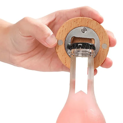 Beer Bottle Wooden Opener Stainless steel Fridge Magnets