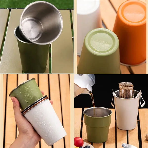 12oz Stackable Stainless Steel Outdoor Camping Cup