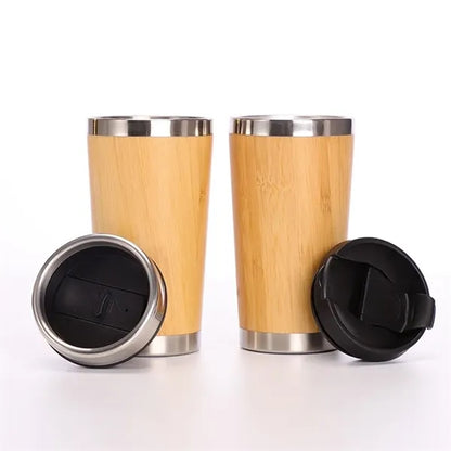 Stainless Steel Bamboo Travel Mug wih Lid