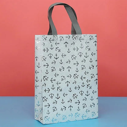 Large Silver Metallic Glitter Tote