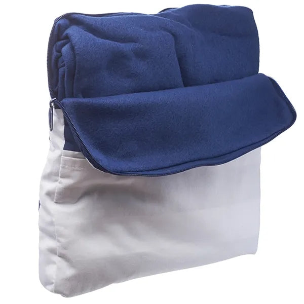 2-in-1 Travel Pillow Fleece Blankets w/ Zipper and Pockets