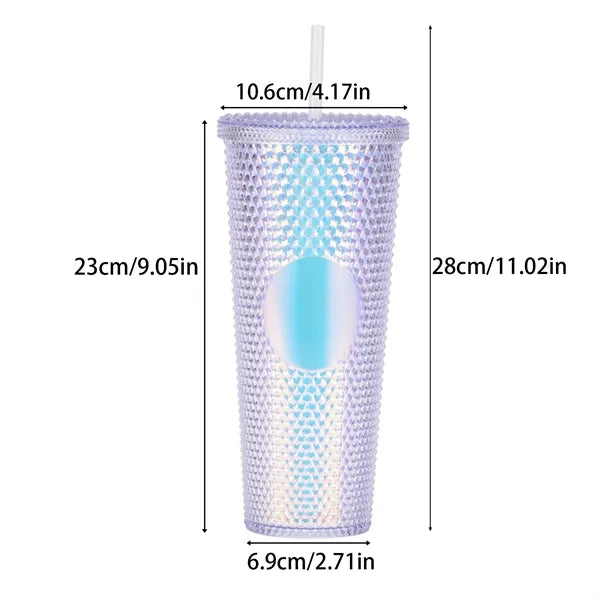 24oz Double Plastic Diamond Crystal Durian Tumbler