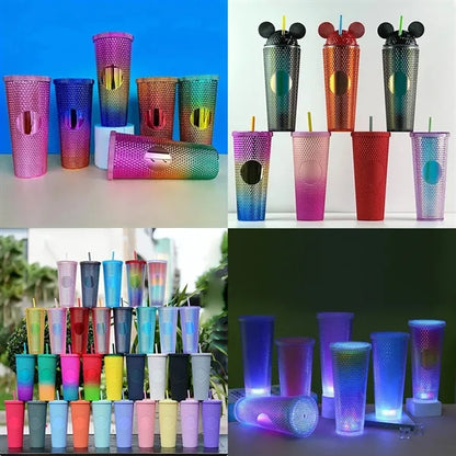 24oz Double Plastic Diamond Crystal Durian Tumbler
