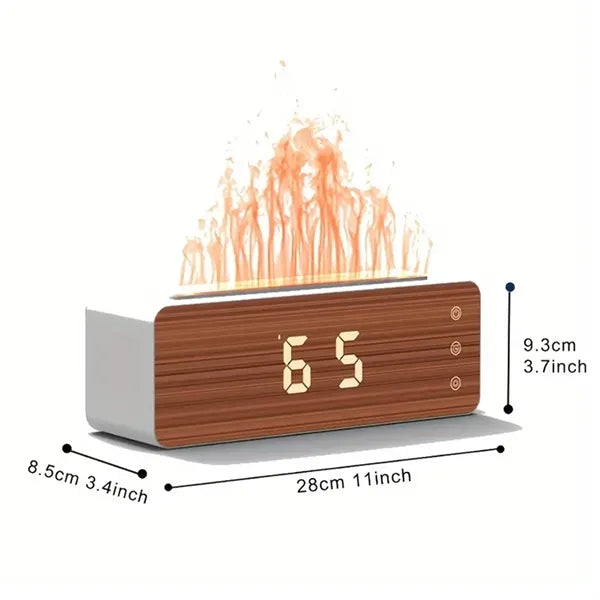 Colorful Simulated Wood Grain Clock Flame Humidifier