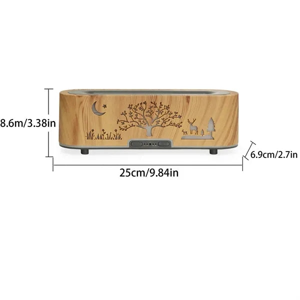 Wood Grain Hollow Essential Oil Flame Humidifier