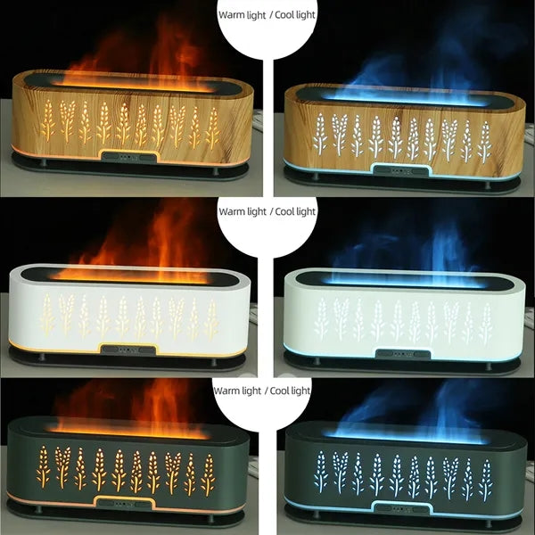 Wood Grain Hollow Essential Oil Flame Humidifier