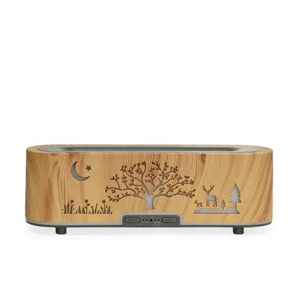 Wood Grain Hollow Essential Oil Flame Humidifier