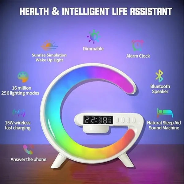 Smart Light Bluetooth Speaker Wireless Charger Alarm Clock