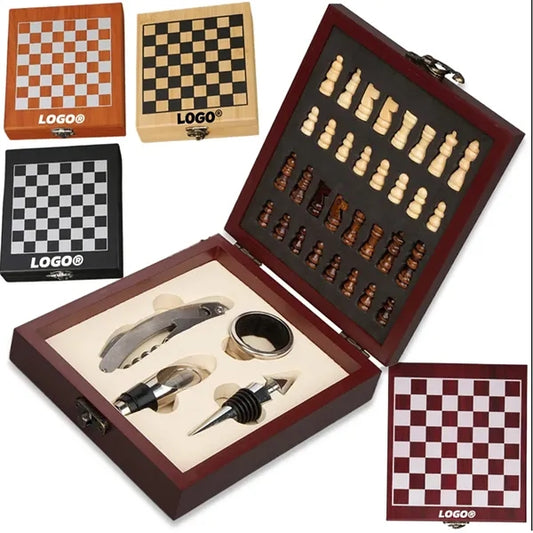 Exquisite Custom Wooden Box Wine Accessories With Chess Set