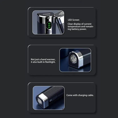 Split Magnetic Hand Warmer Power With Flashlight