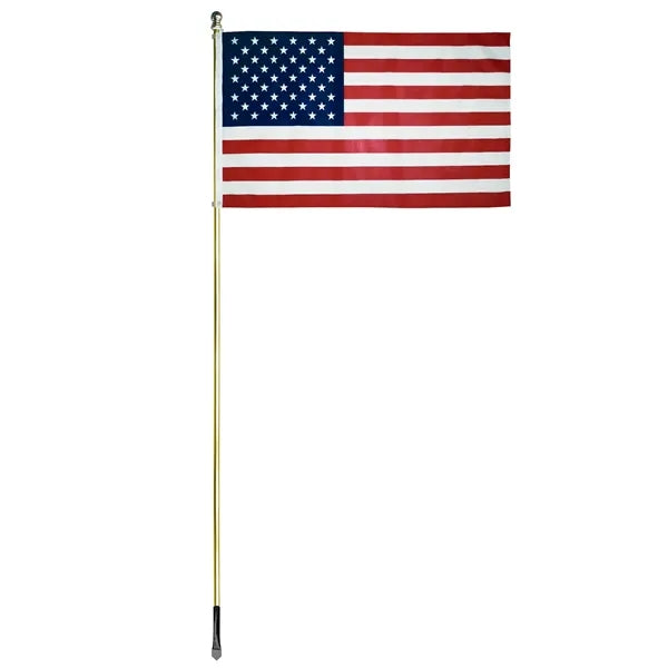 10' Economy Gold Aluminum Display Pole w/ 3' x 5' U.S. Flag