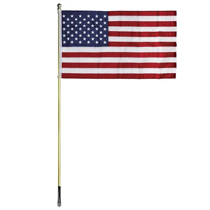8' Economy Gold Aluminum Display Pole w/ 3' x 5' U.S. Flag