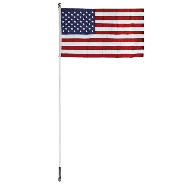 10' Economy Silver Aluminum Display Pole w/ 3' x 5' US Flag