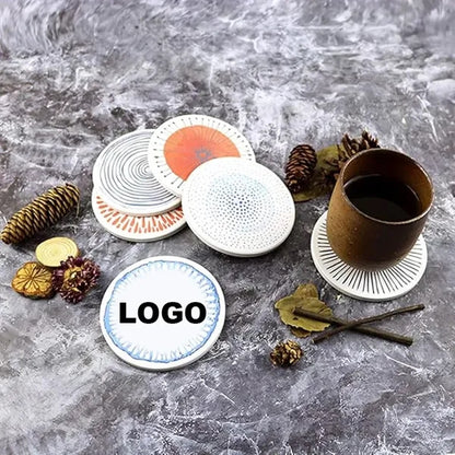 Custom Absorbent Stone Ceramic with Corked Back Coaster
