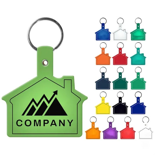 Promotional Soft Squeezable Key Tag - House Shaped