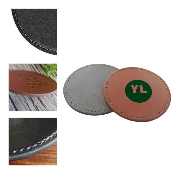 MOQ50 PU Leather Embossed Coaster