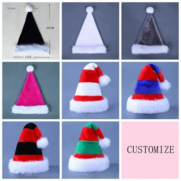 Christmas Santa Hats Long Plush for Adults Kids