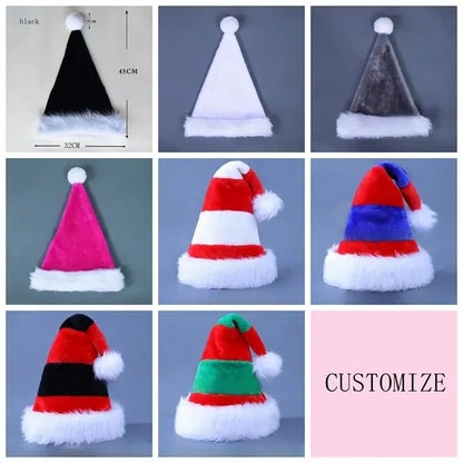 Christmas Santa Hats Long Plush for Adults Kids