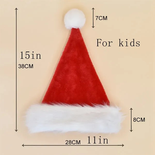Christmas Santa Hats Long Plush for Adults Kids