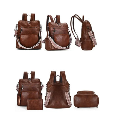 Travel PU Backpack Purse Rucksack with Tassel Two-toned