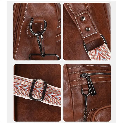 Travel PU Backpack Purse Rucksack with Tassel Two-toned
