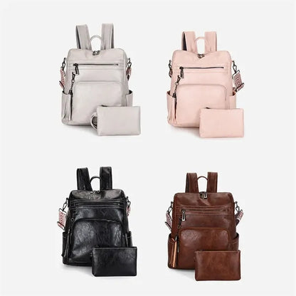 Travel PU Backpack Purse Rucksack with Tassel Two-toned