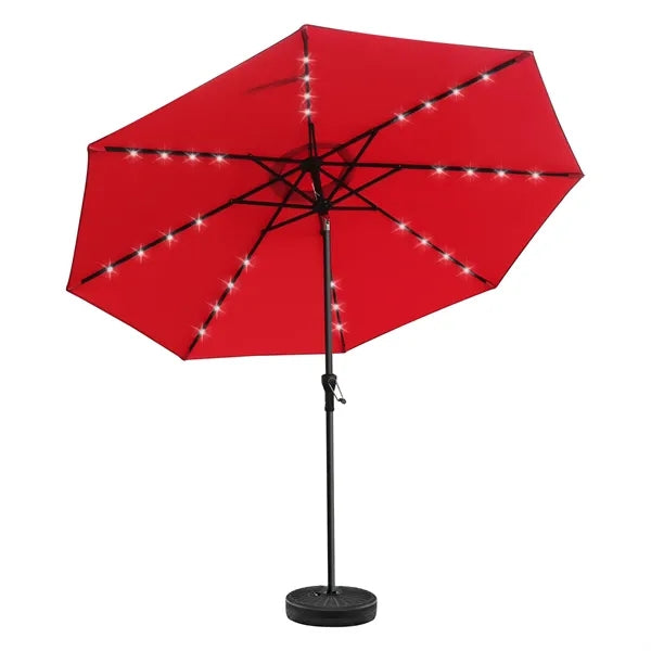 9' Patio Umbrella with Solar-powered LED Lights
