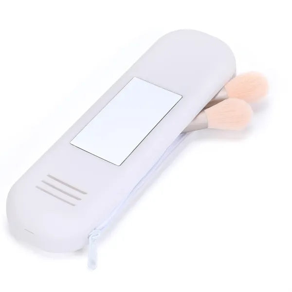 Portable Silicone Makeup Brush Bag w/ Mirror