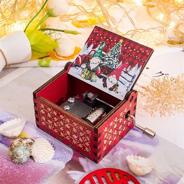 Mini Hand Crank Wooden Music Box Great Gift Customized