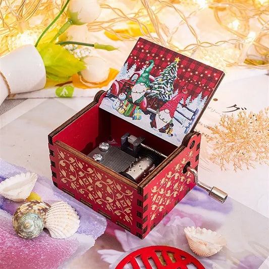 Mini Hand Crank Wooden Music Box Great Gift Customized