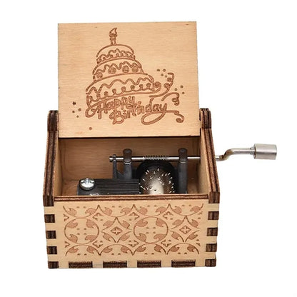 Mini Hand Crank Wooden Music Box Great Gift Customized