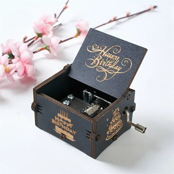 Mini Hand Crank Wooden Music Box Great Gift Customized