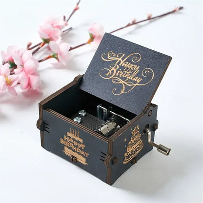 Mini Hand Crank Wooden Music Box Great Gift Customized