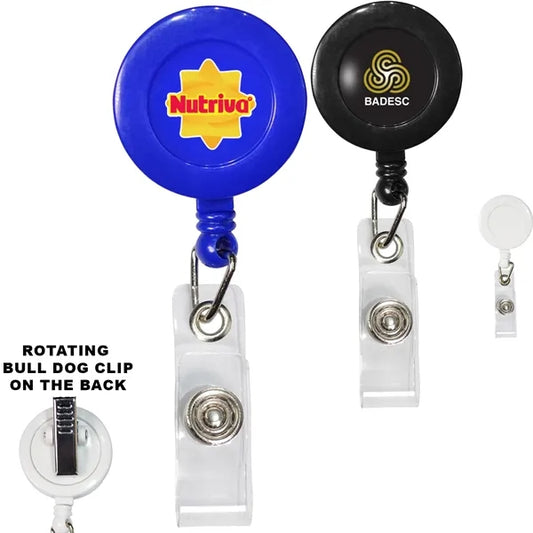 Round Badge Reel Holder w/ Rotating Bull Dog Clip