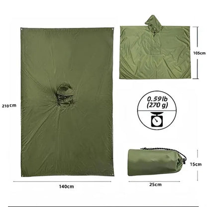 Hooded Rain Poncho For Adult With Pocket